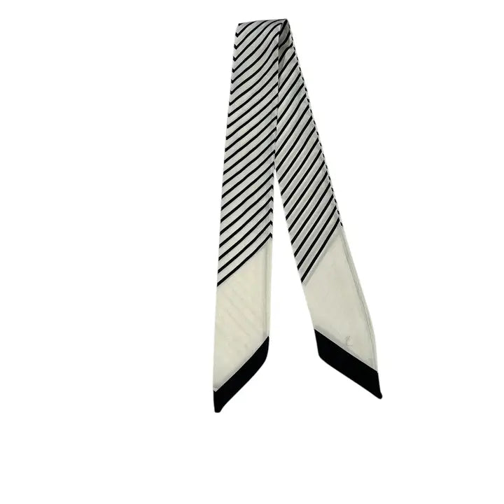TWILLY SCARF- WEAR AS A BRACELET HEADBAND NECK OR BAG TIE - BLACK/WHITE STRIPE