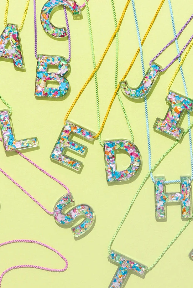 Acrylic Box Chain Necklace - Letters - Colorful Confetti - Each - Necklaces