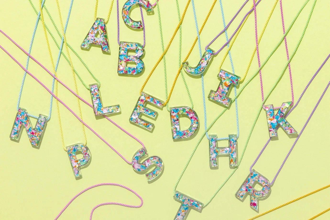 Acrylic Box Chain Necklace - Letters - Colorful Confetti - Each - Necklaces