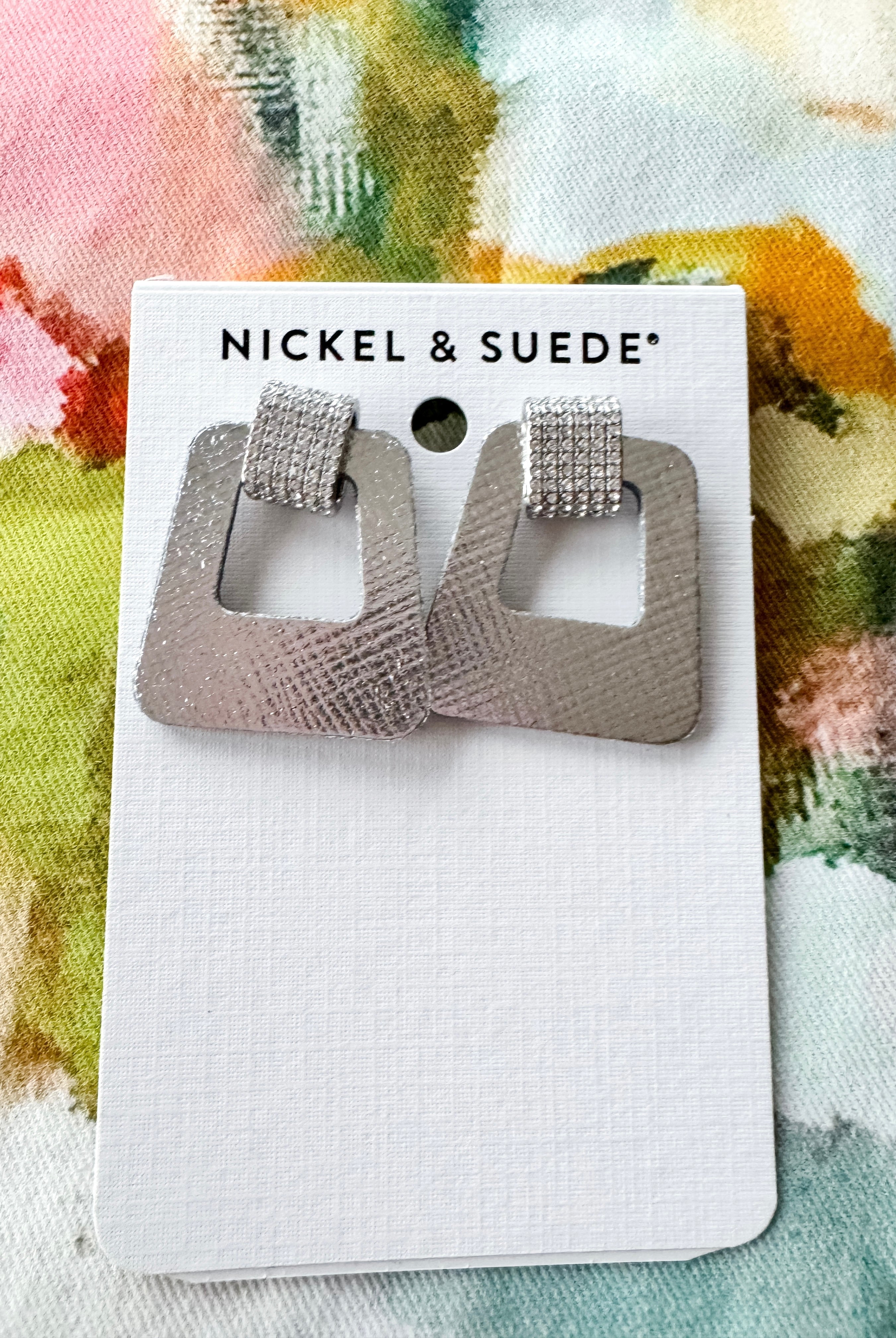 Avery Silver Leaf Earrings by Nickel and Suede