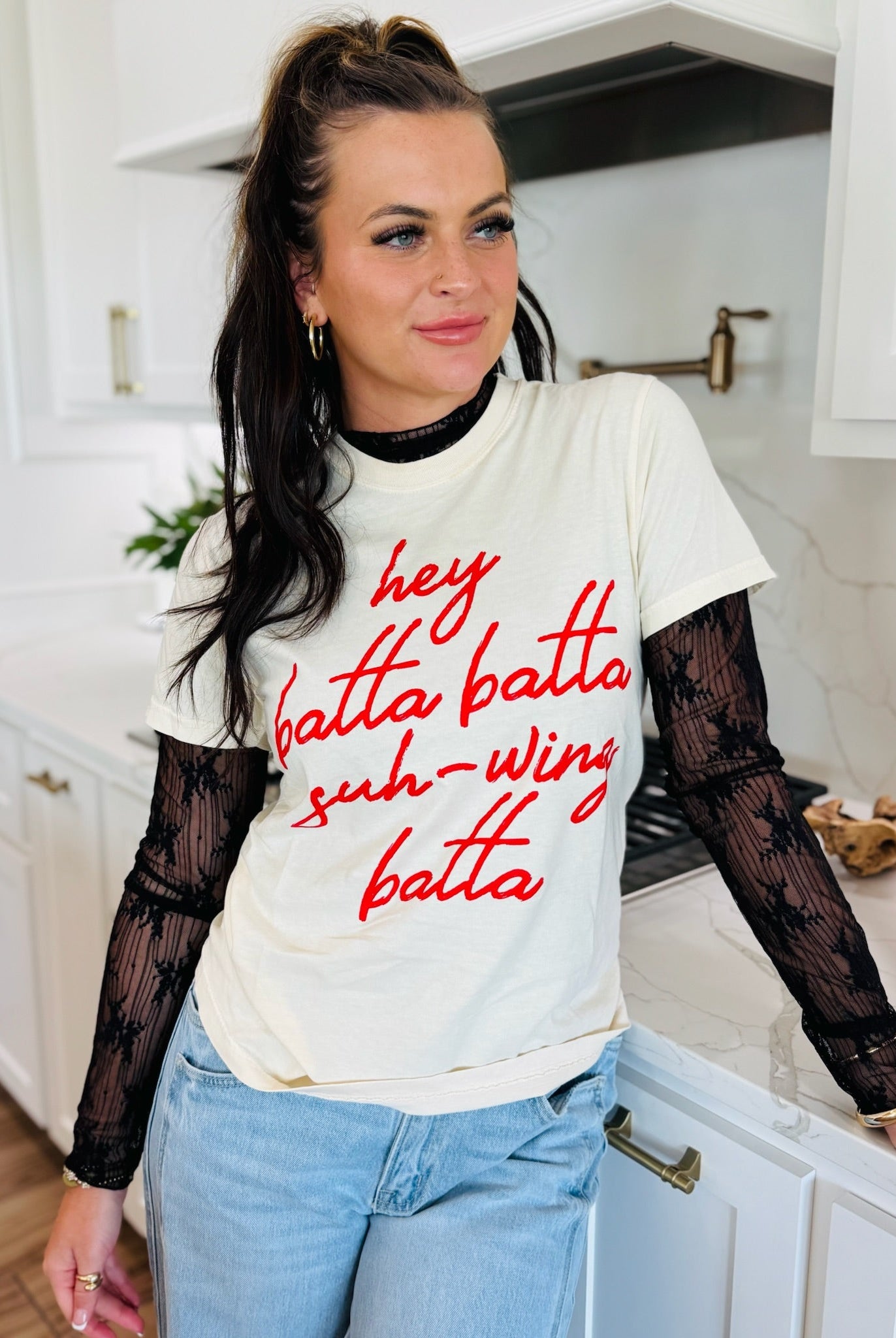 BLACK RIBBON FLORAL SHEER TOP