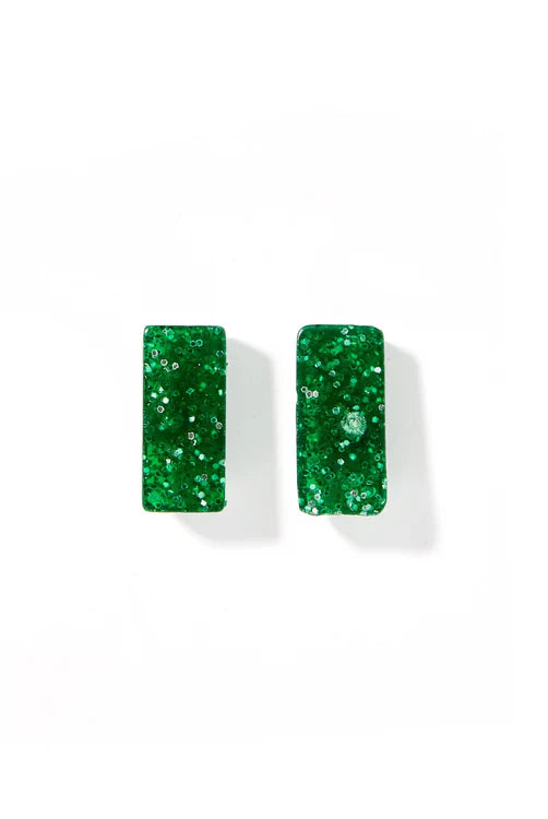 CAROLINE GREEN GLITTER STUDS - Earrings