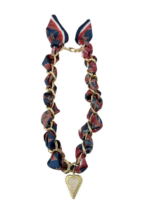 CARSON RED & BLUE SCARF NECKLACE - Necklaces