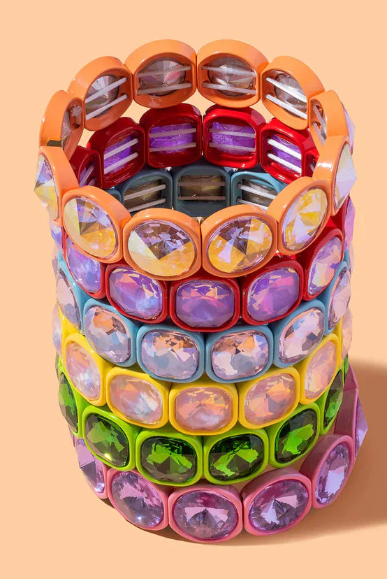 Elise Beaded Bracelet featuring a colorful painted enamel finish and elegant stone accents for a chic accessory look.