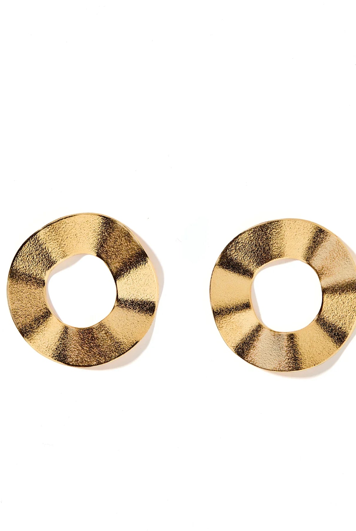 Eliza earrings by LINNY CO, 24k gold plated jewelry, safe for sensitive ears, stylish and lightweight, 30mm diameter.