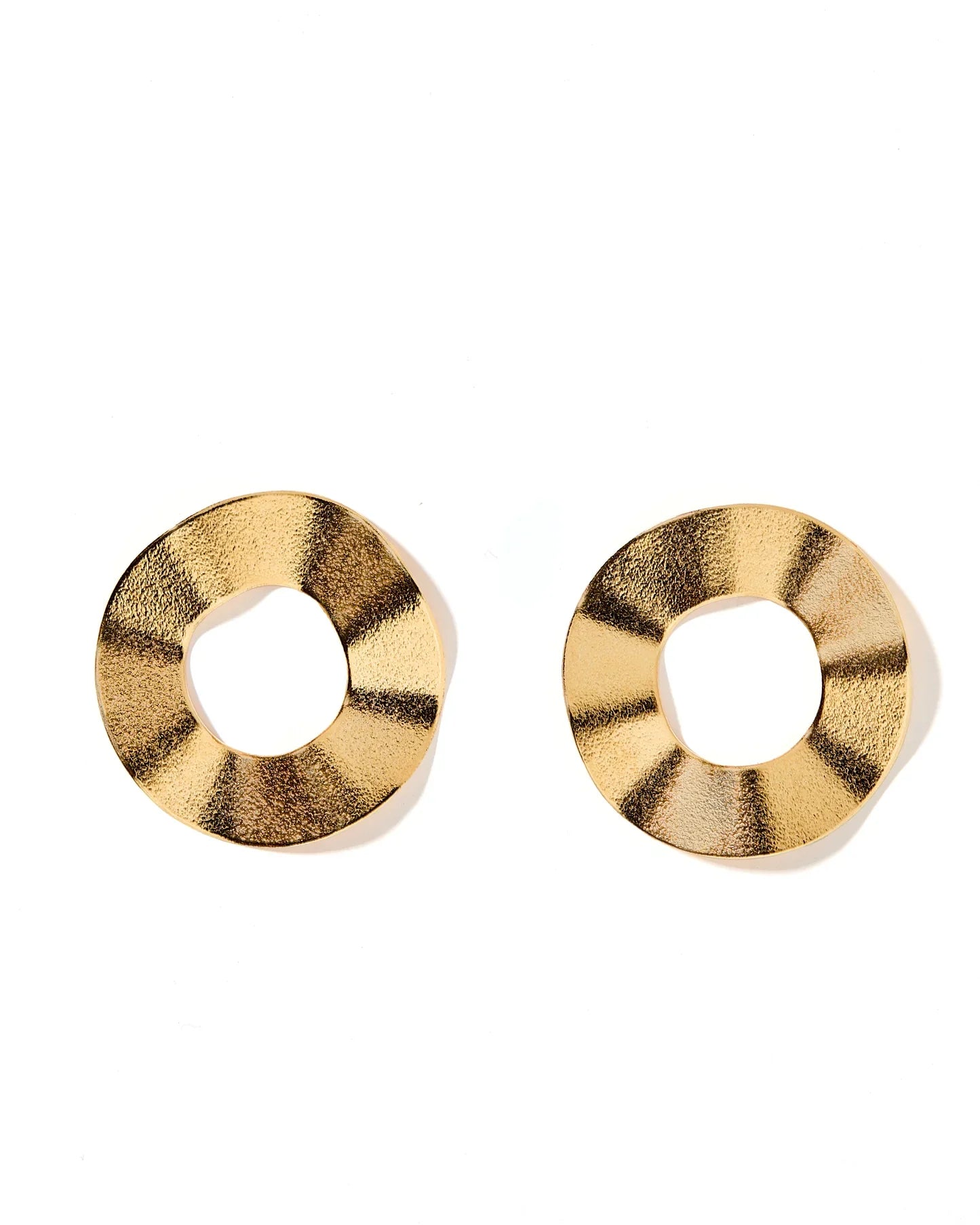 Eliza earrings by LINNY CO, 24k gold plated jewelry, safe for sensitive ears, stylish and lightweight, 30mm diameter.
