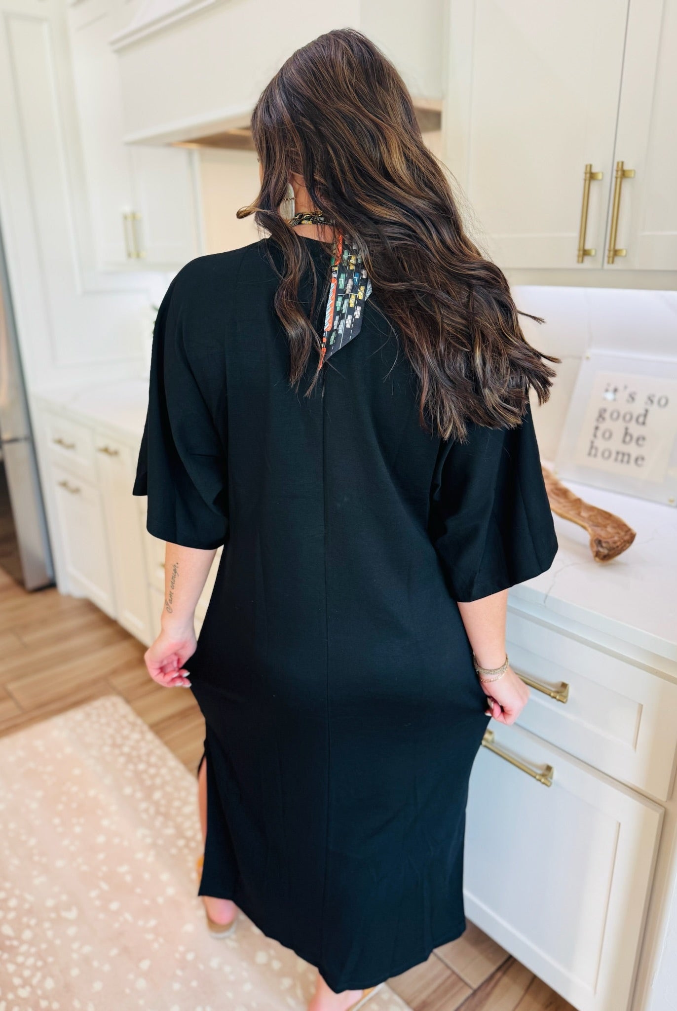 ENTRO BLACK MAXI T-SHIRT DRESS - Dress