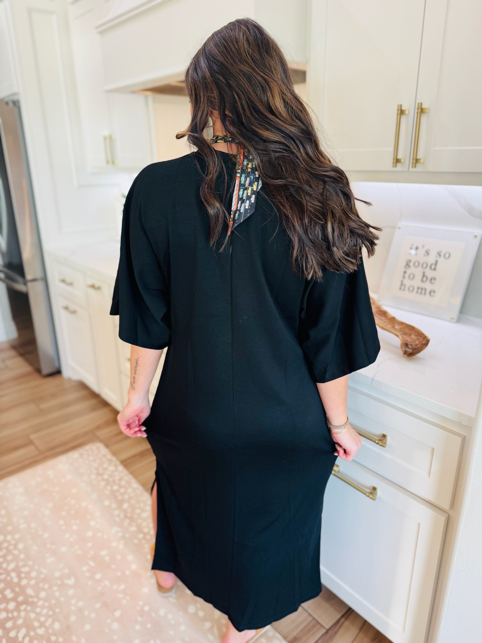 ENTRO BLACK MAXI T-SHIRT DRESS - Dress