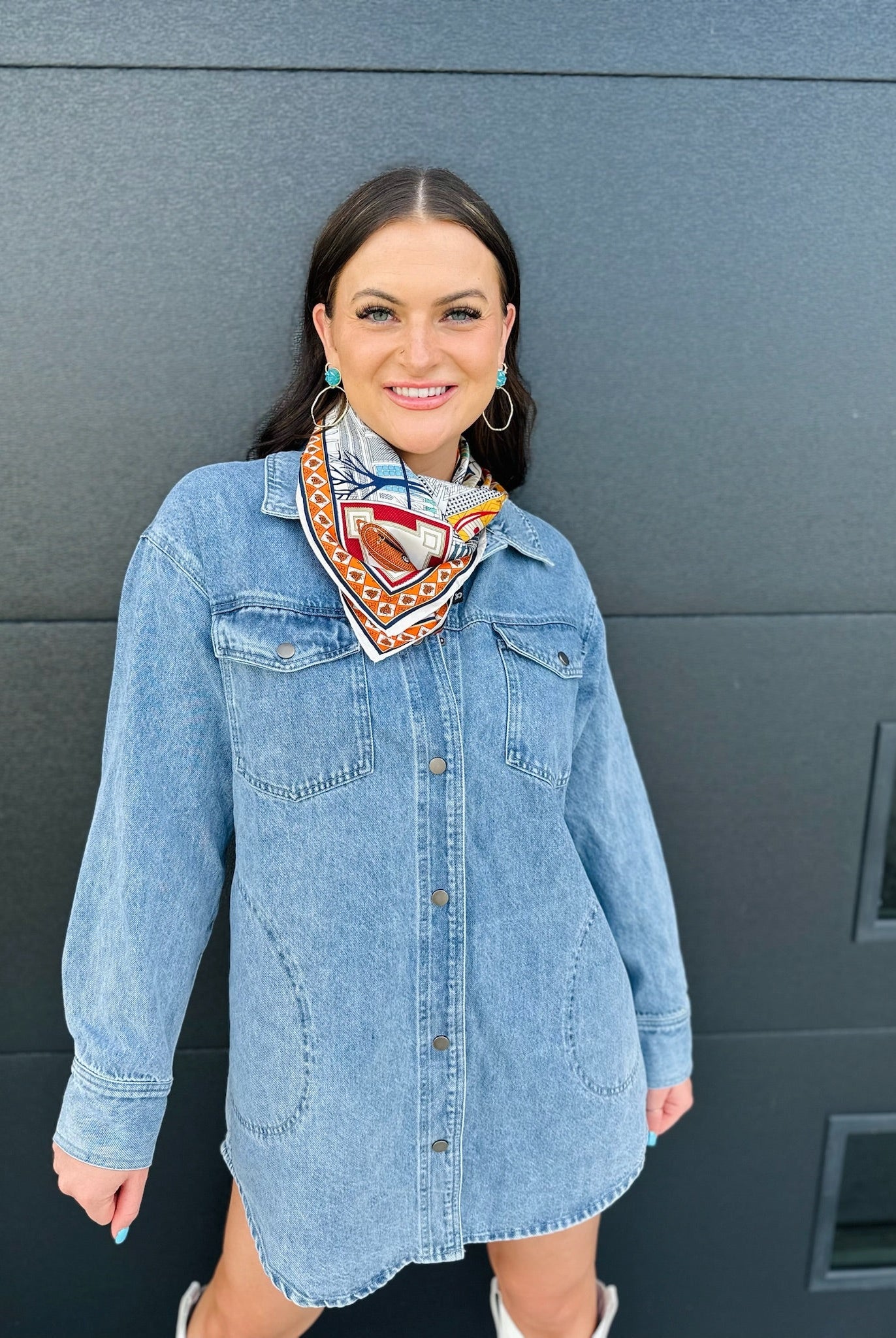 FATE LIGHT BLUE DENIM SHACKET DRESS - Tops