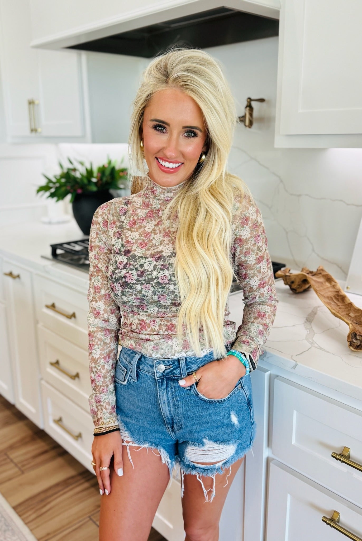 FLIRTY FLORALS SHEER TOP