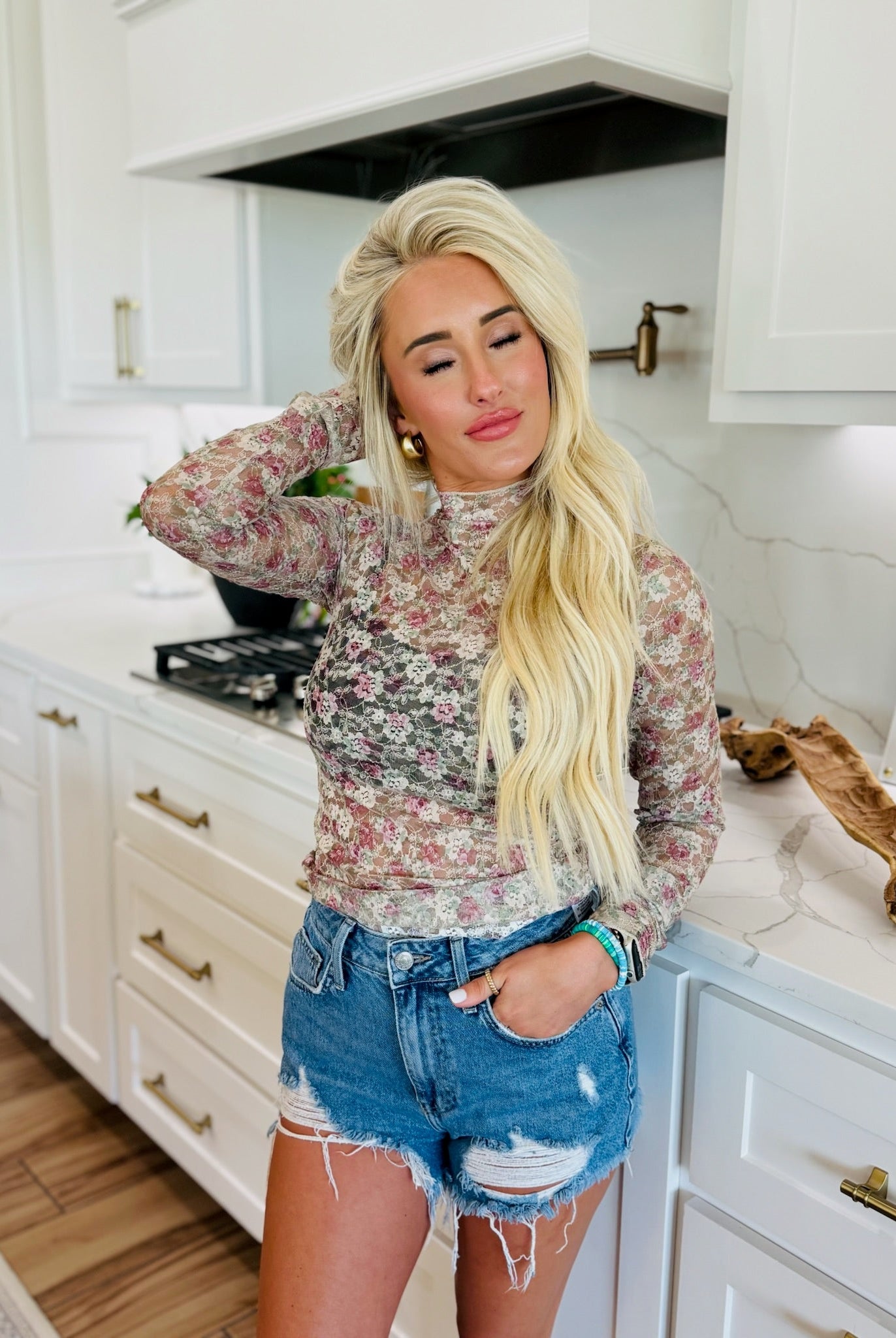 FLIRTY FLORALS SHEER TOP