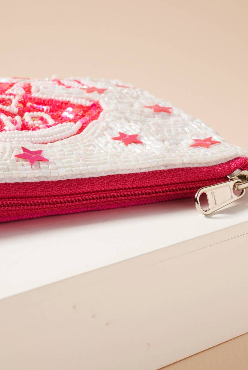 GAME DAY STAR SEQUINS BEADED COIN POUCH