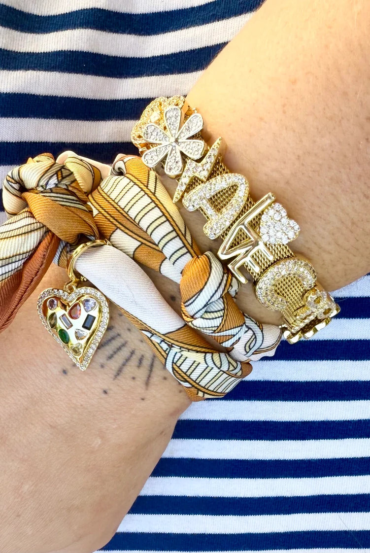 GEMELLI GOLD & SILVER PLATED SLIDER CHARM WITH CZ DETAILING - Bracelet