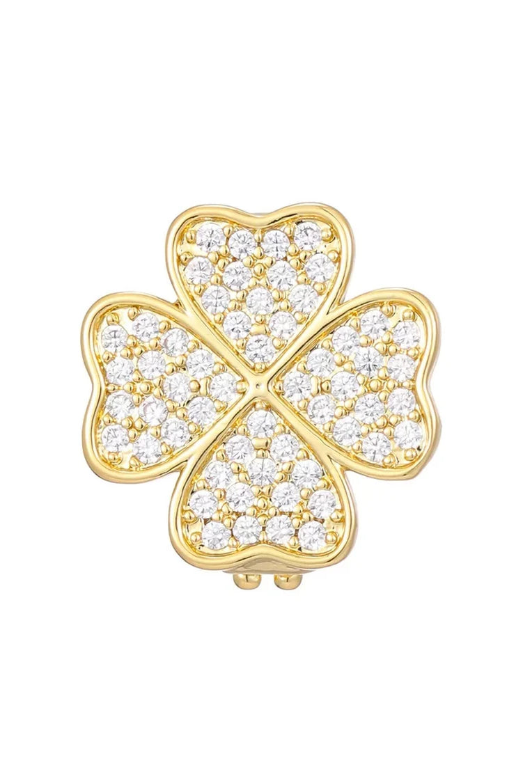 GEMELLI GOLD & SILVER PLATED SLIDER CHARM WITH CZ DETAILING - CLOVER - Bracelet