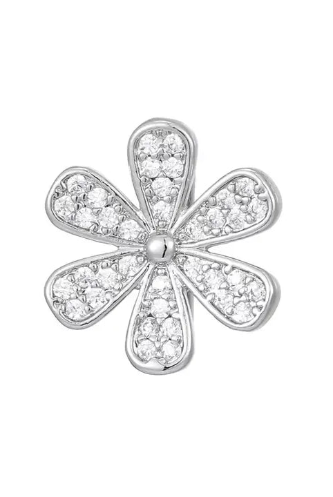 GEMELLI GOLD & SILVER PLATED SLIDER CHARM WITH CZ DETAILING - SILVER FLOWER - Bracelet