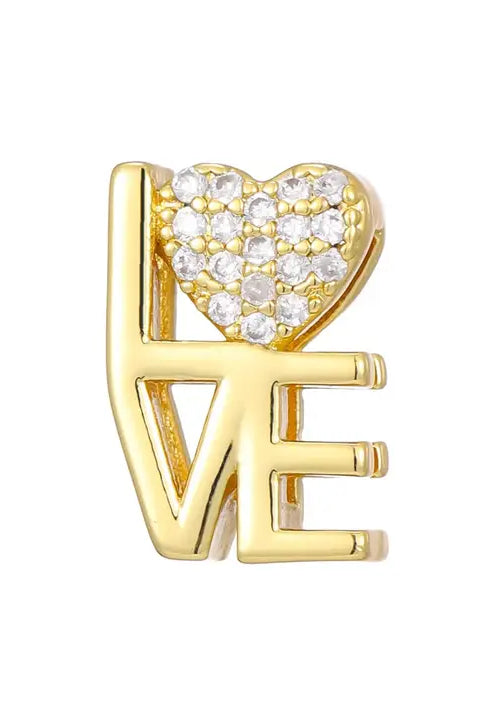 GEMELLI GOLD & SILVER PLATED SLIDER CHARM WITH CZ DETAILING - LOVE LETTER - Bracelet