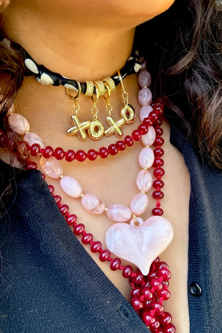 GEMELLI ROXIE BEADED STATEMENT NECKLACES- Green Pink and Black - light pink - Necklaces