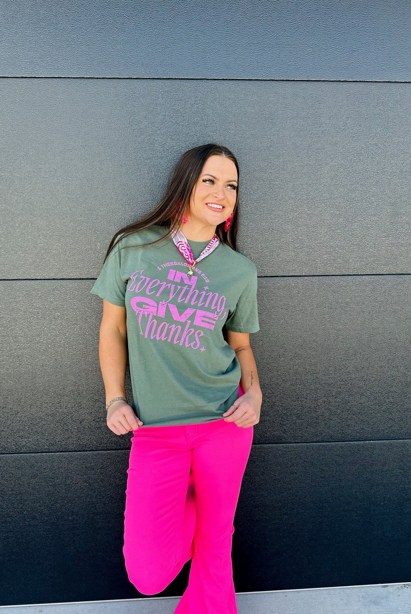 GIVE THANKS COMFORT COLORS TEE- MOSS - Tops