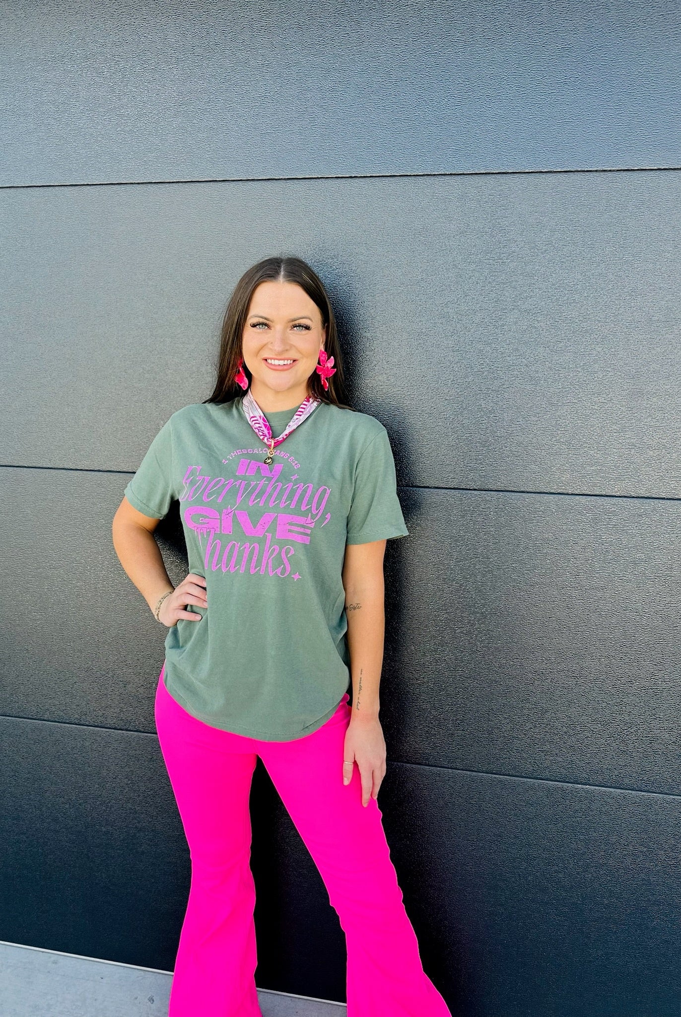 GIVE THANKS COMFORT COLORS TEE- MOSS - Tops