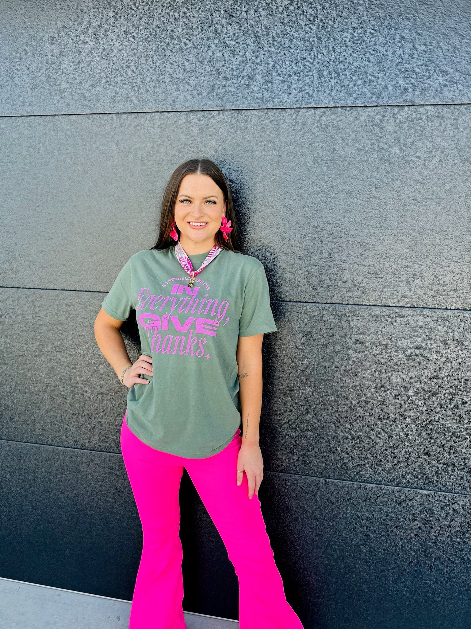 GIVE THANKS COMFORT COLORS TEE- MOSS - Tops