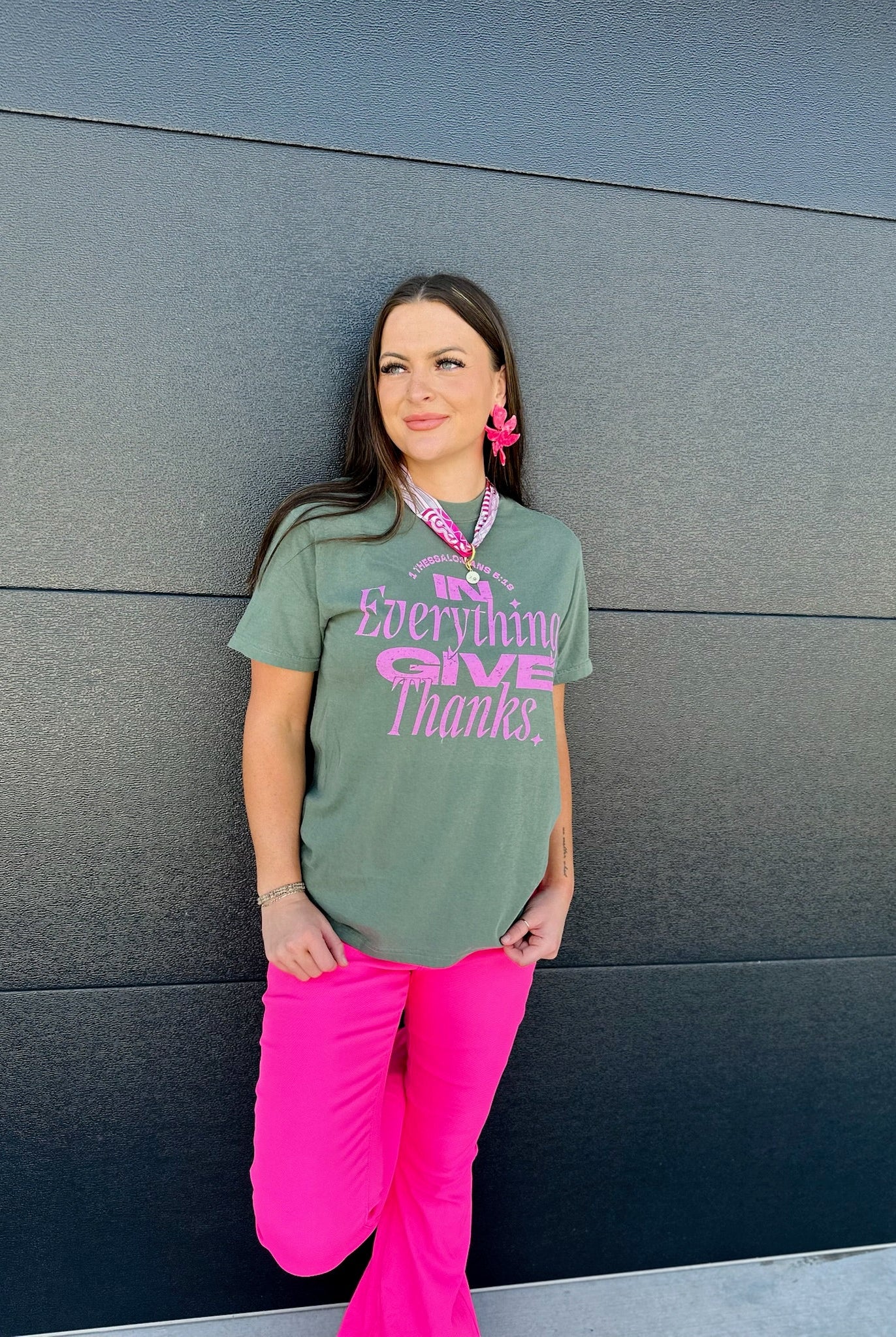 GIVE THANKS COMFORT COLORS TEE- MOSS - Tops