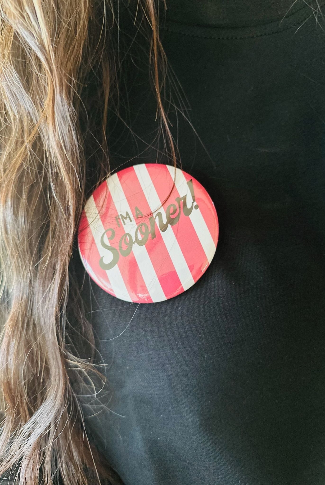 I’M A SOONER STRIPED GAME DAY BUTTON