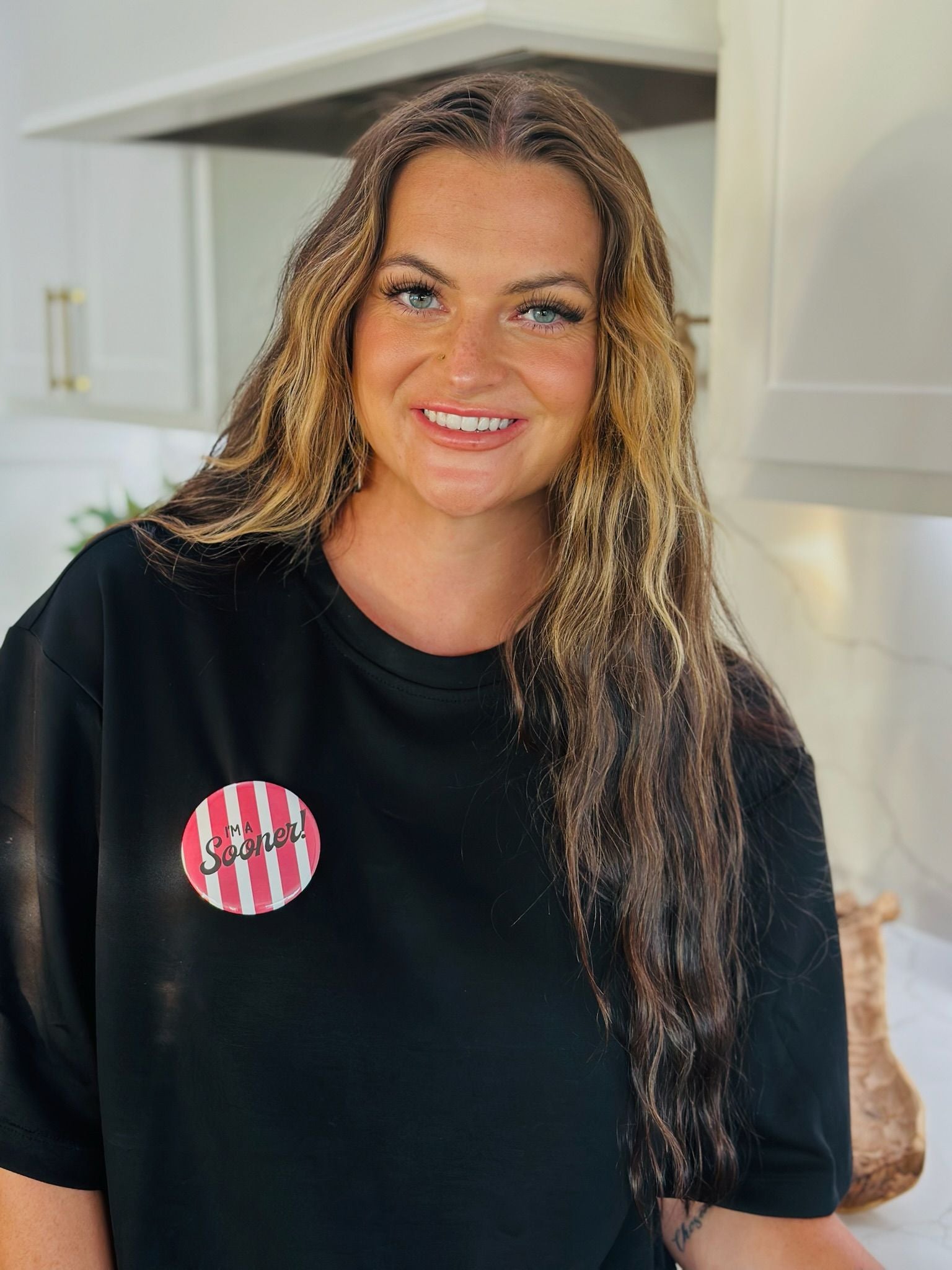 I’M A SOONER STRIPED GAME DAY BUTTON