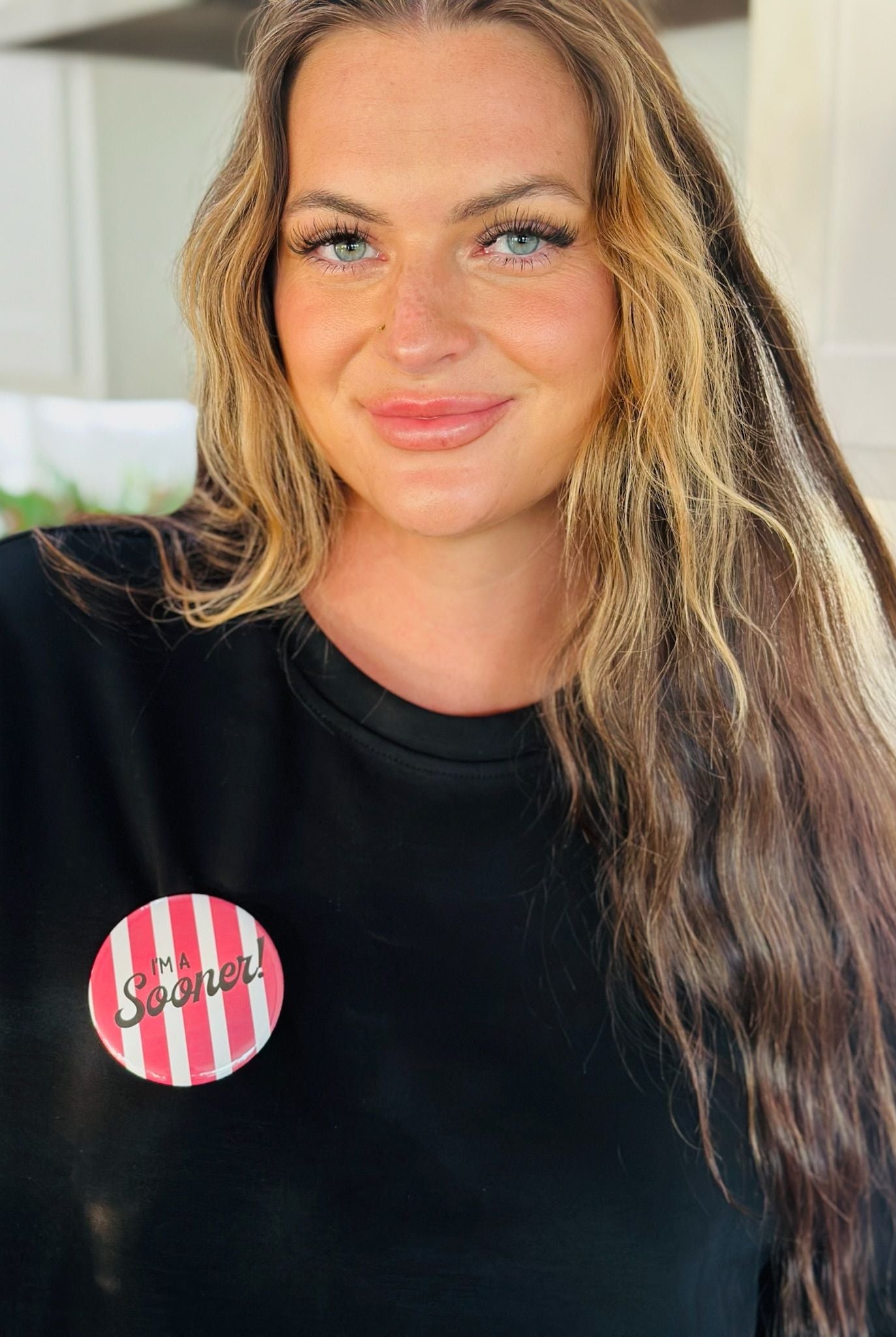 I’M A SOONER STRIPED GAME DAY BUTTON