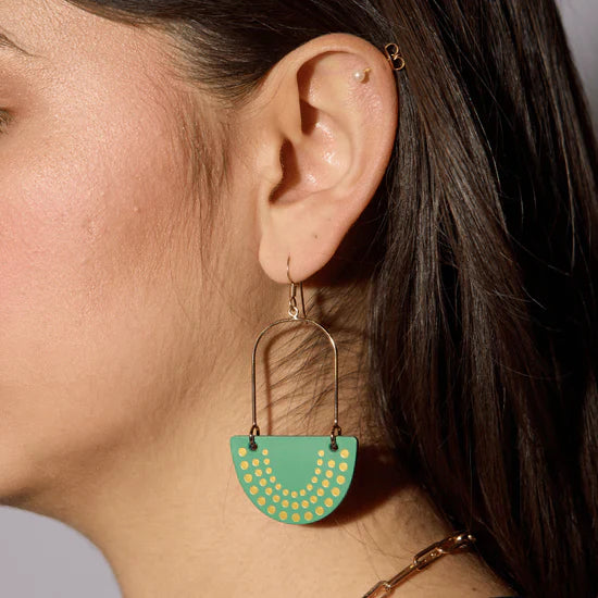 Contemporary hoop design Ivy League Soho Islas Earrings by Nickel & Suede with 14k gold-filled ear wire and lightweight construction.