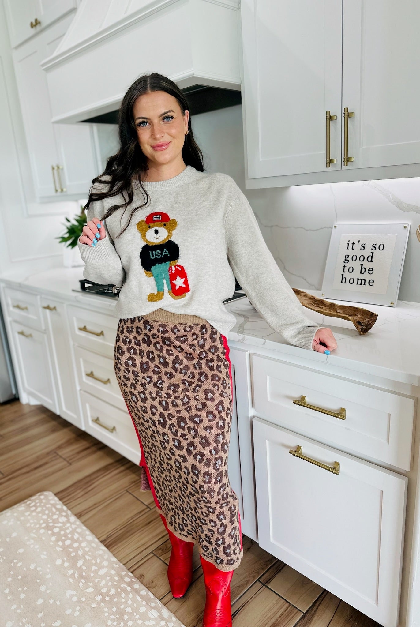 J.ANNA LEOPARD KNIT PENCIL SKIRT - Bottoms