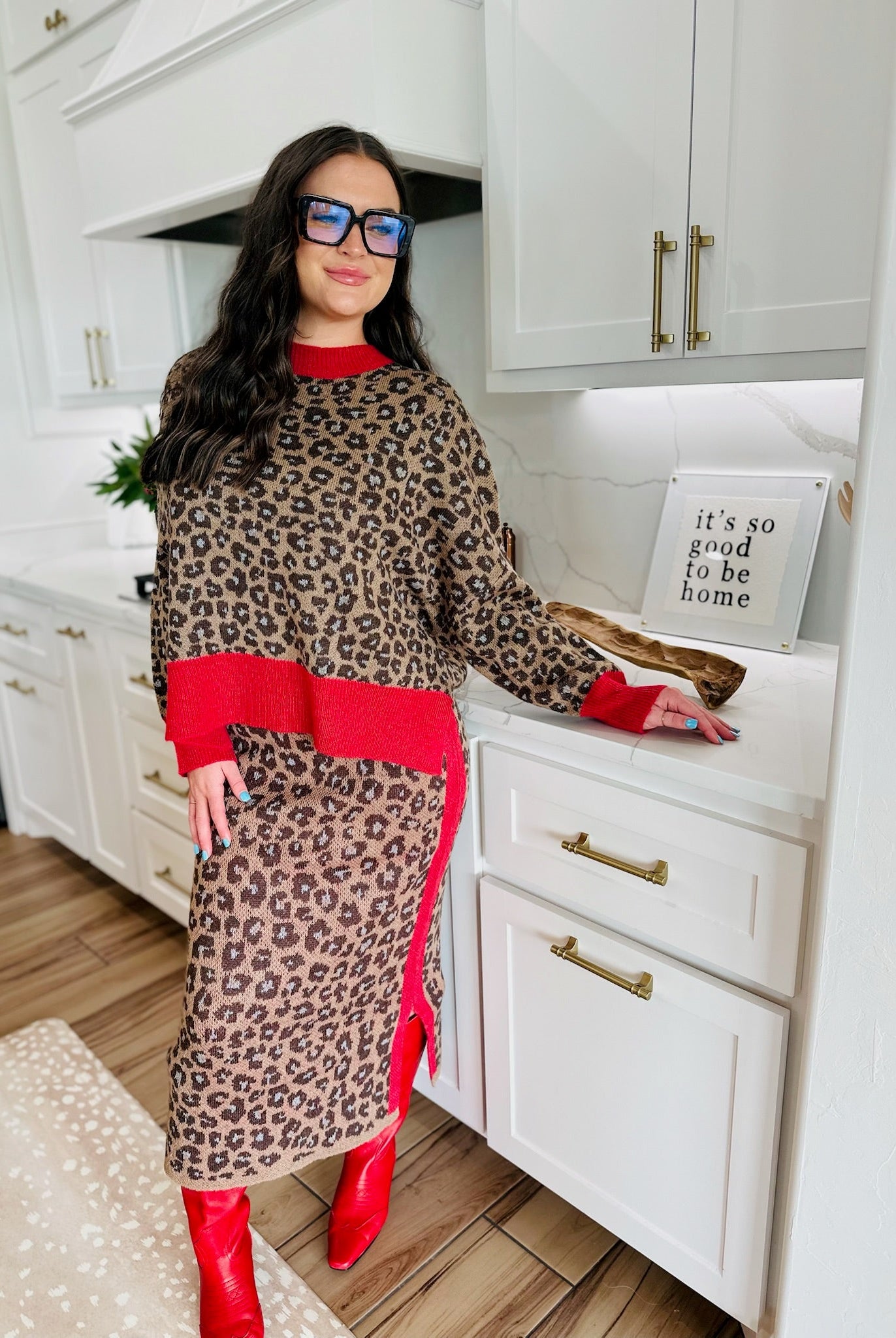 J.ANNA LEOPARD KNIT PENCIL SKIRT - Bottoms