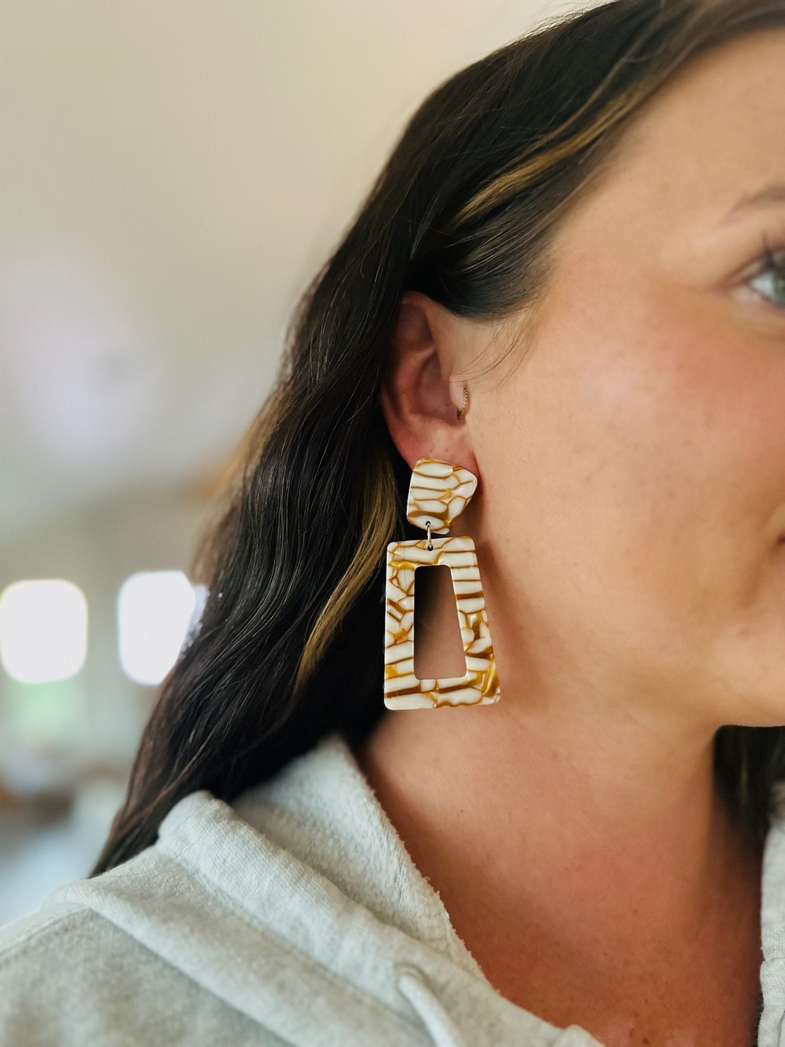 KENNEDY STATEMENT EARRINGS- DESERT SAND BY LINNY CO - Earrings