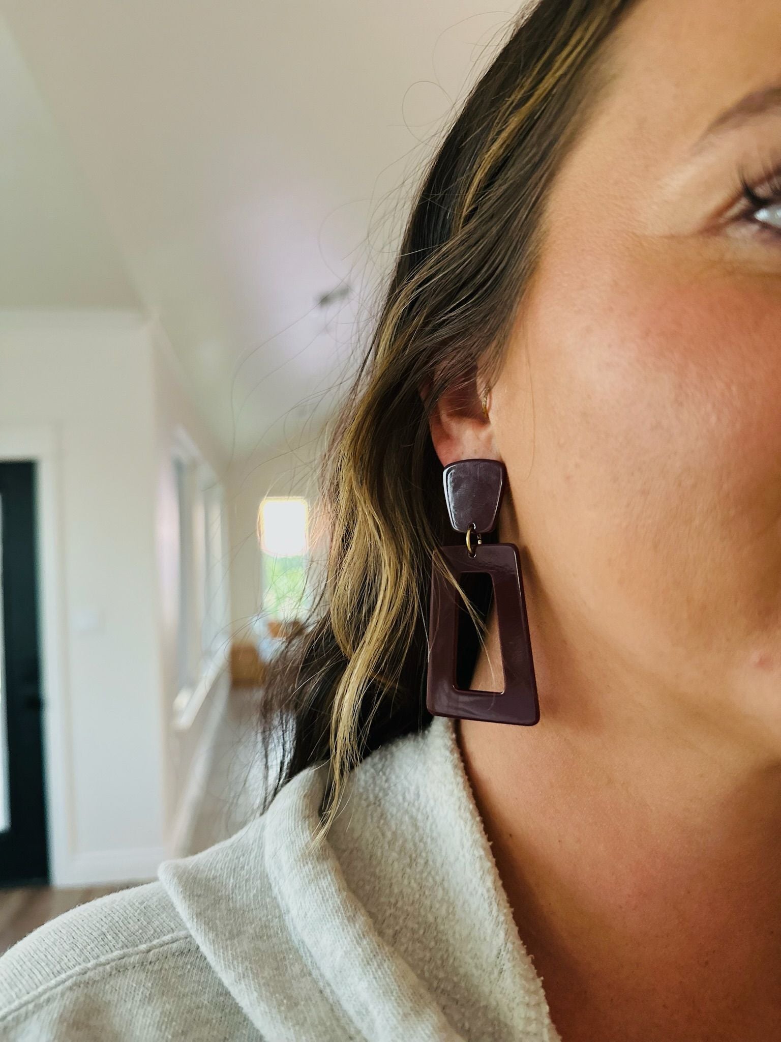KENNEDY STATEMENT EARRINGS IN DARK MAROON BY LINNY AND CO - Earrings