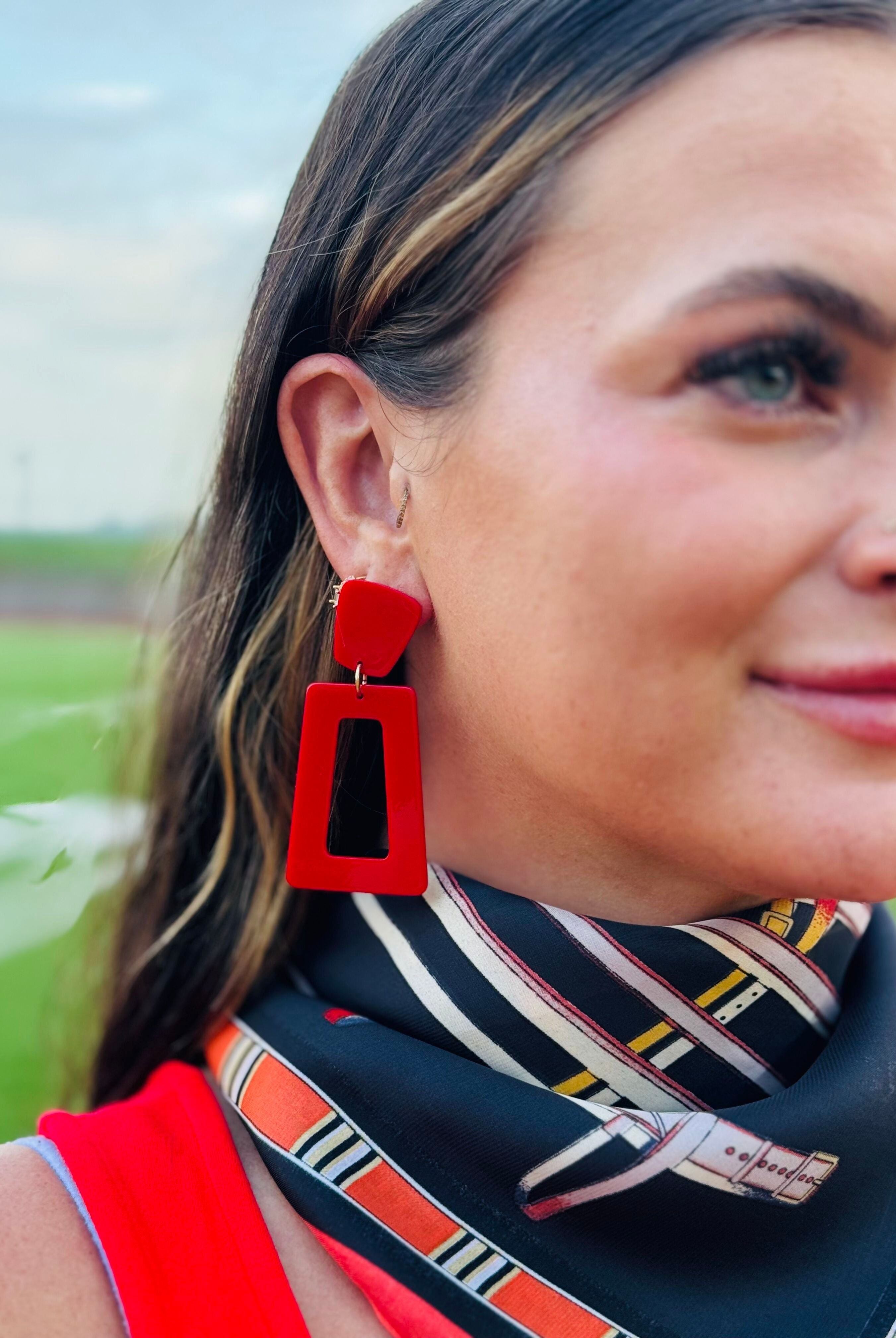 KENNEDY STATEMENT EARRINGS TRUE RED - Earrings