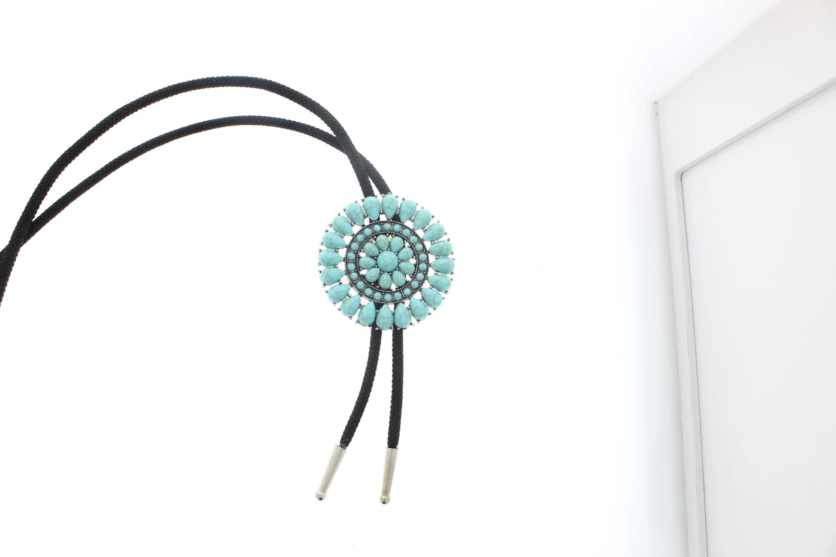 LARGE TURQUOISE and PINK STONE CONCHO BOLO TIES - Necklaces