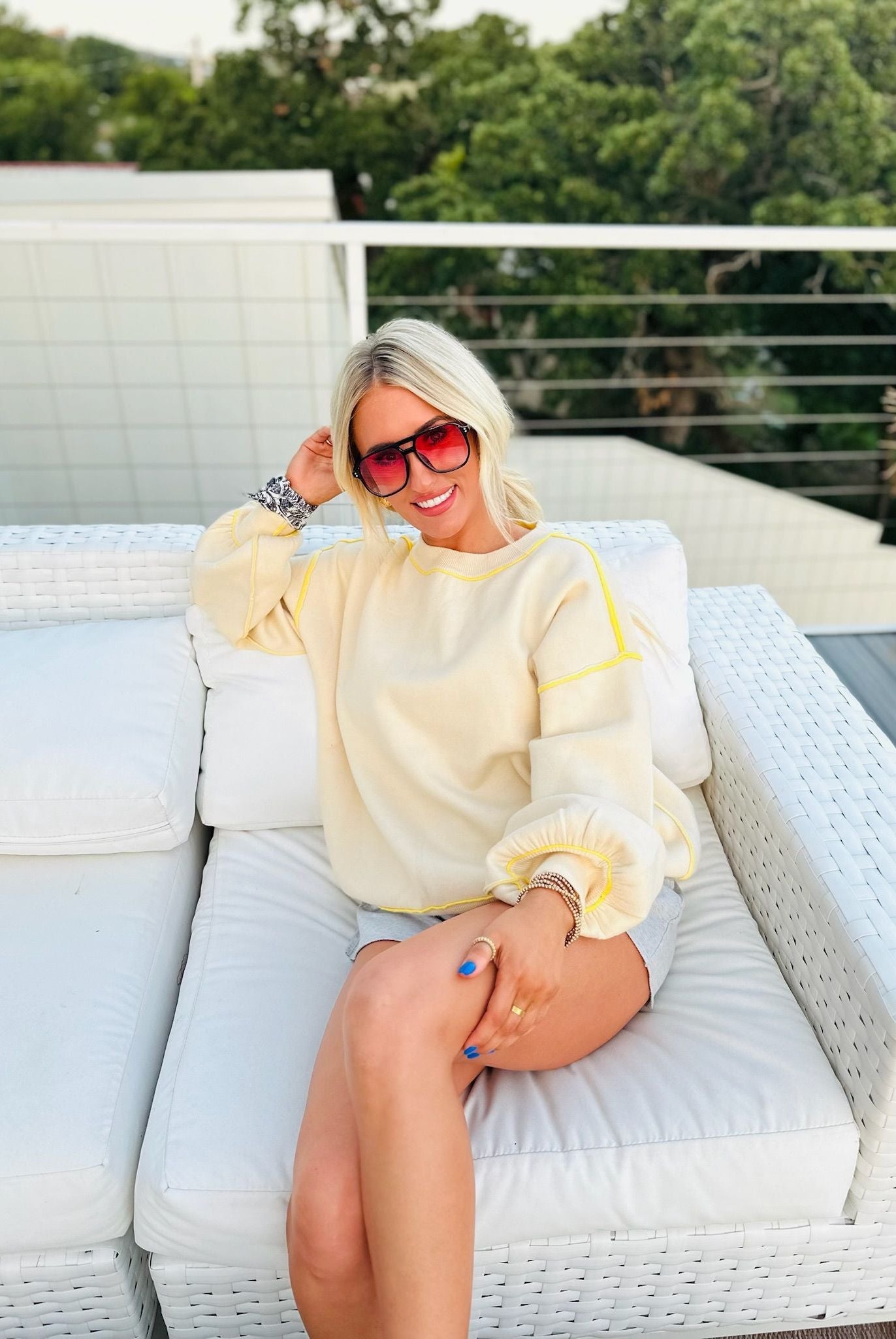 LEMON LONG SLEEVE CREW NECK SWEATER - Tops