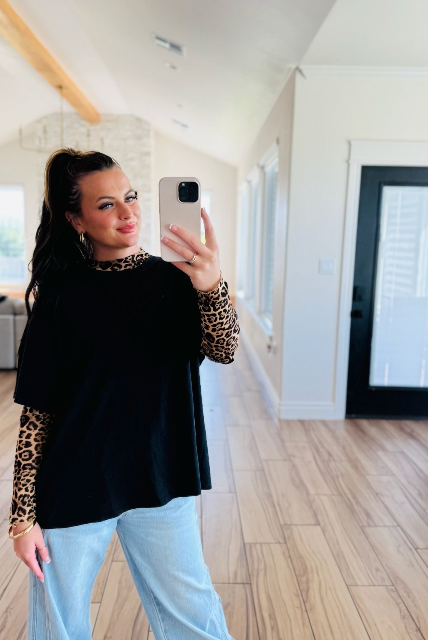 LEOPARD SHEER TOP - Tops