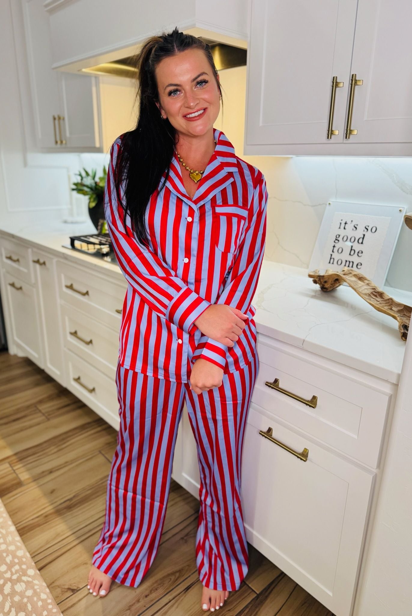 LILAC STRIPED SATIN CUTE PJ SET BY KATYDID