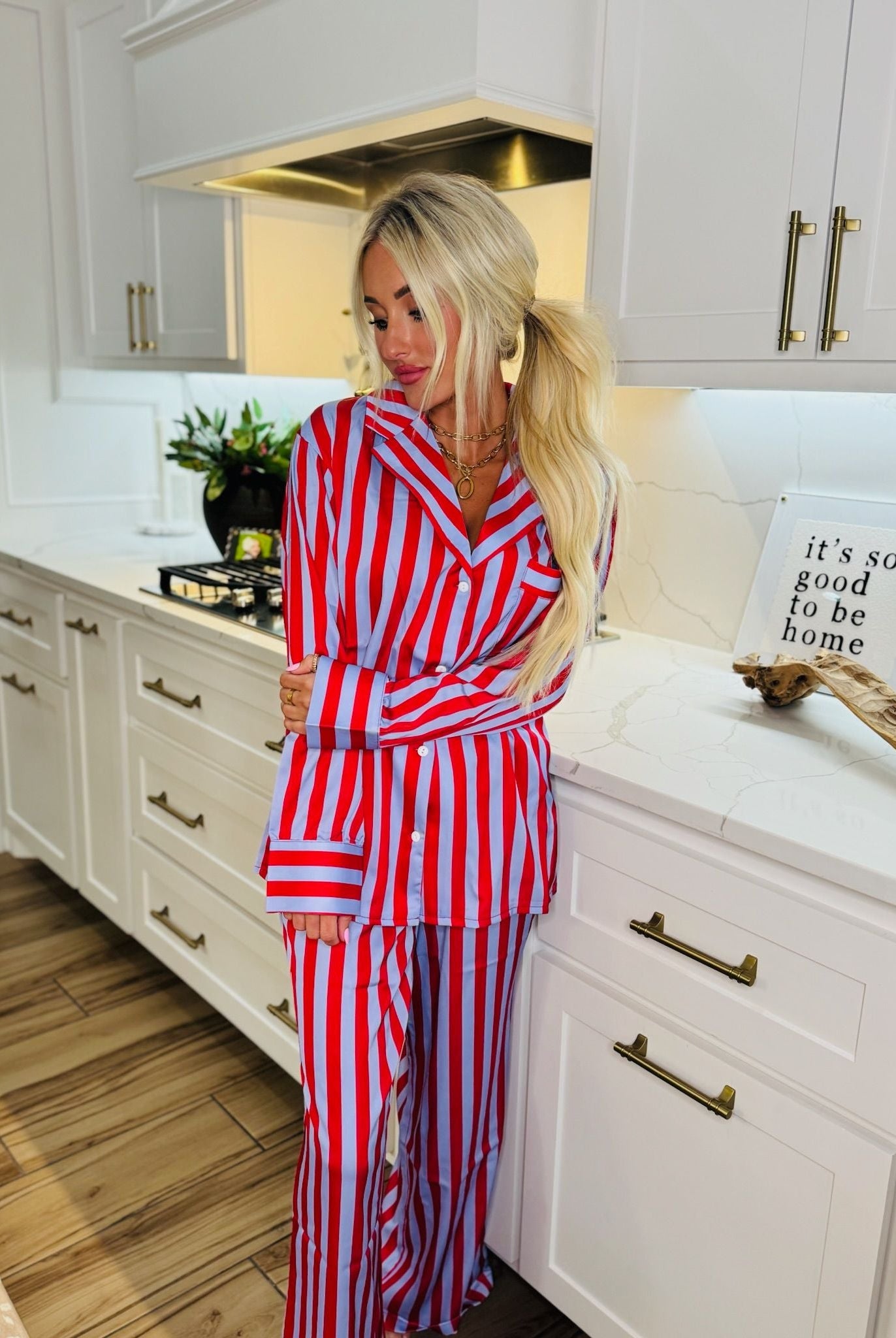 LILAC STRIPED SATIN CUTE PJ SET BY KATYDID