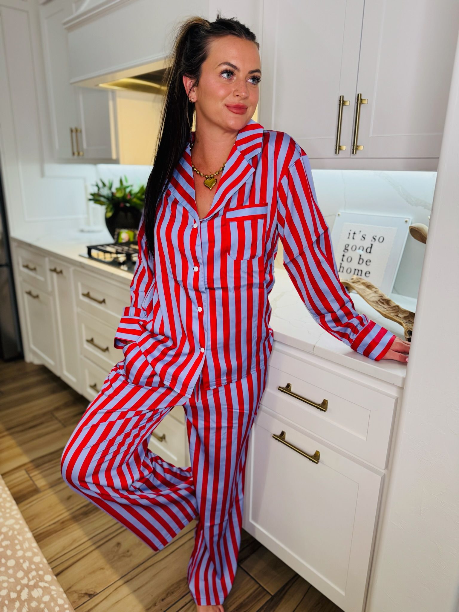 LILAC STRIPED SATIN CUTE PJ SET BY KATYDID