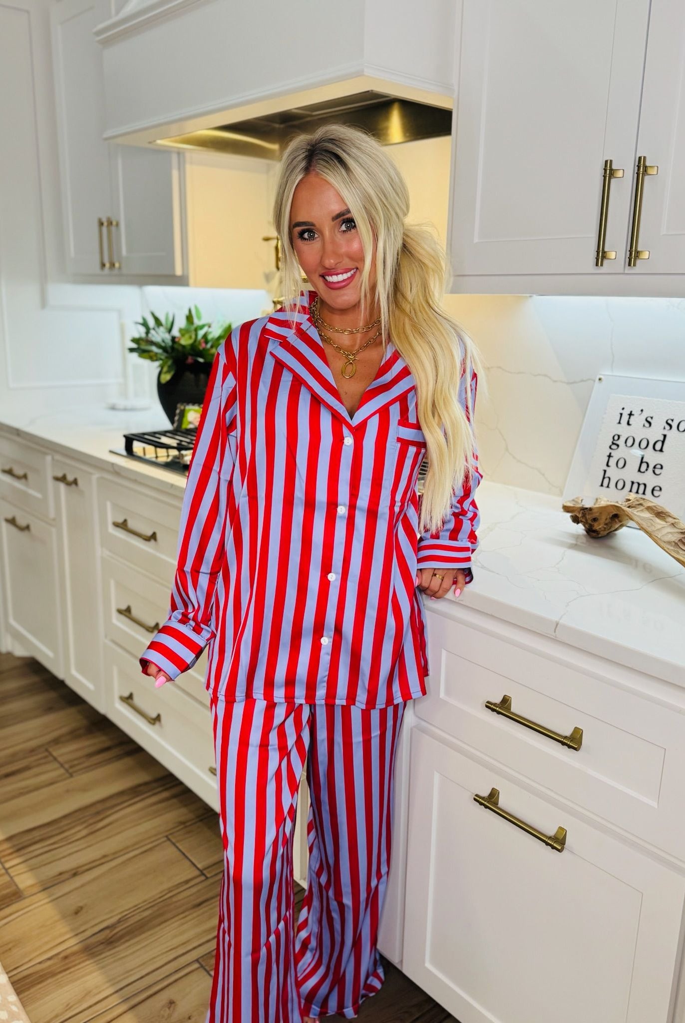 LILAC STRIPED SATIN CUTE PJ SET BY KATYDID