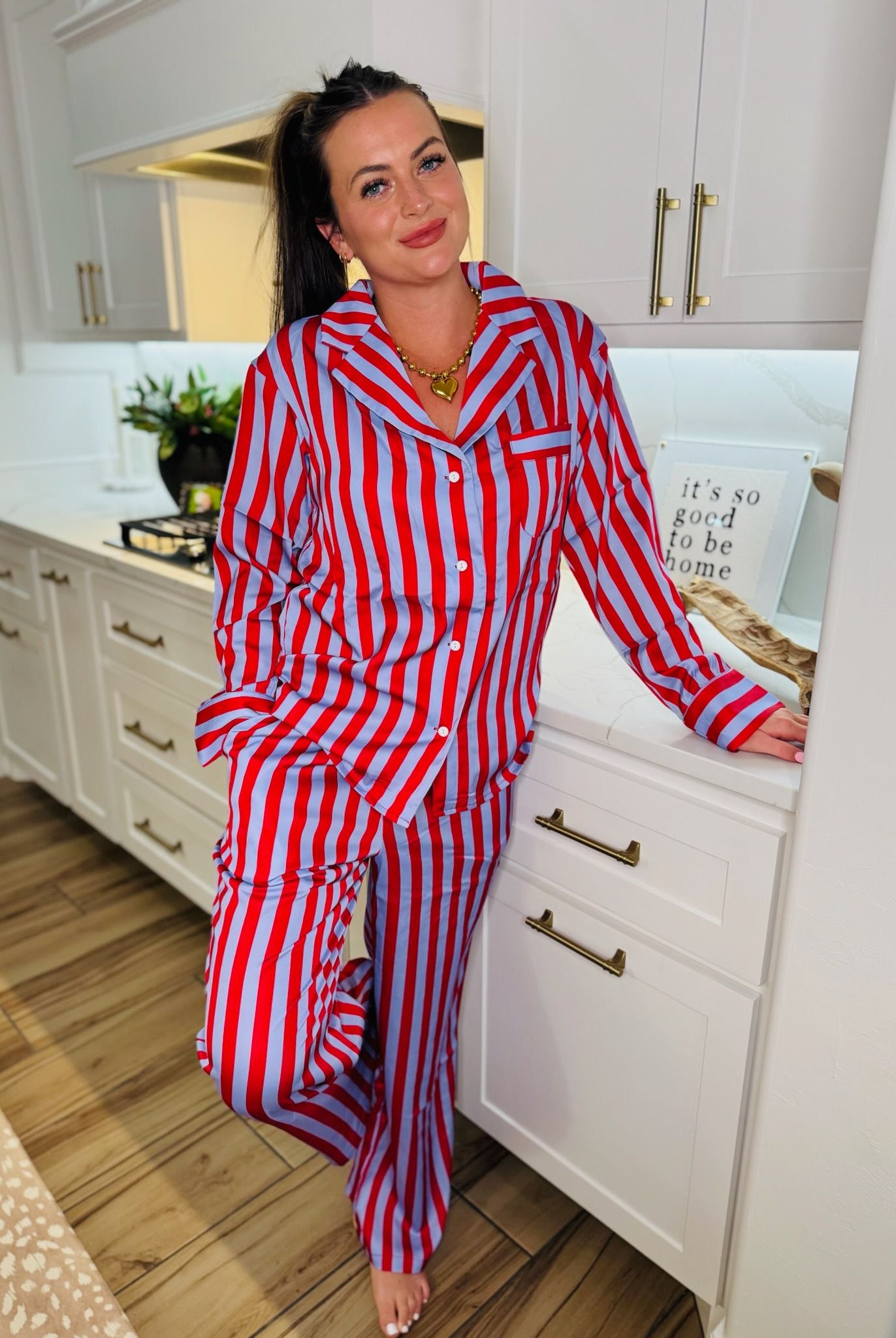 LILAC STRIPED SATIN CUTE PJ SET BY KATYDID