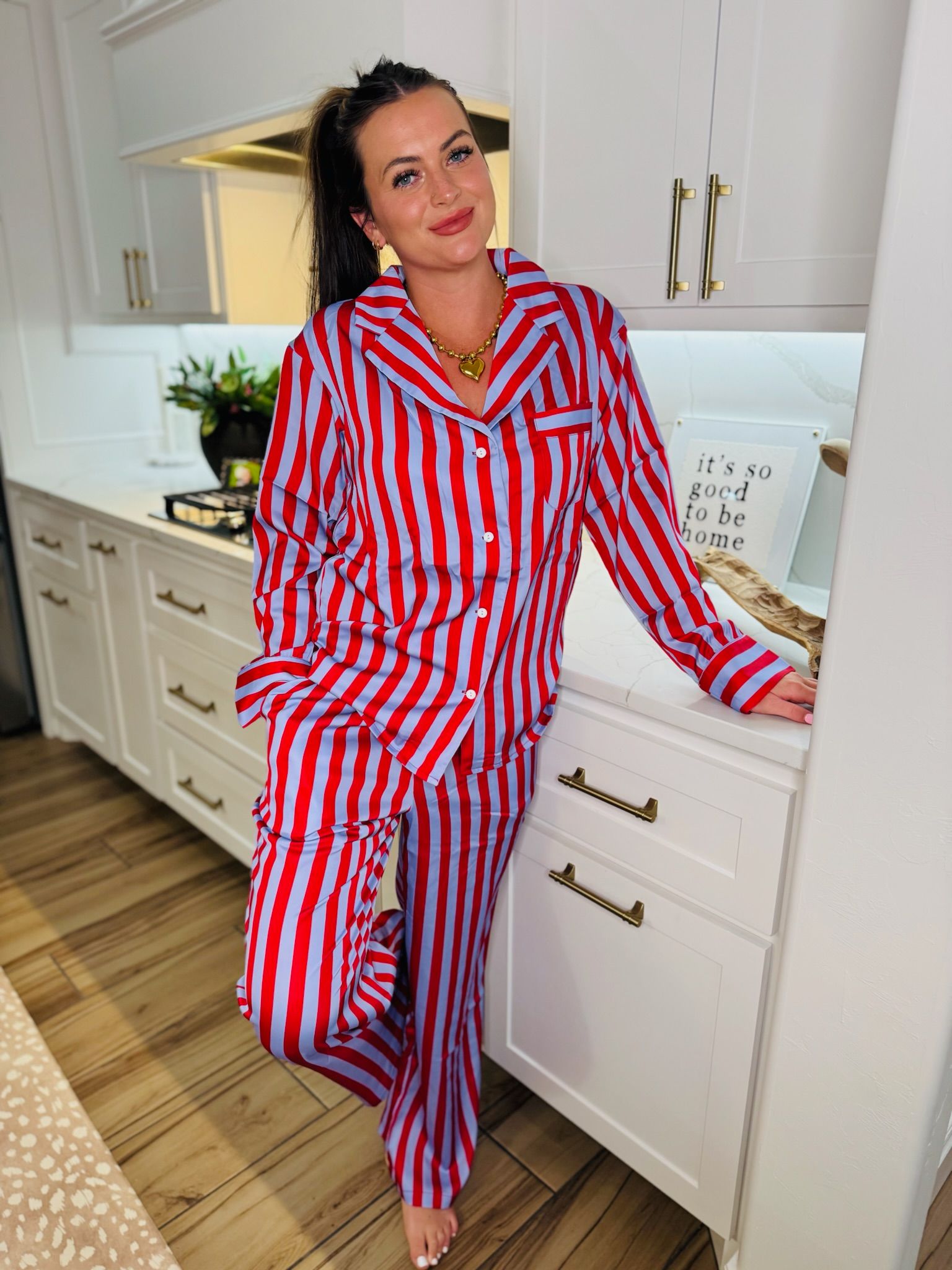 LILAC STRIPED SATIN CUTE PJ SET BY KATYDID