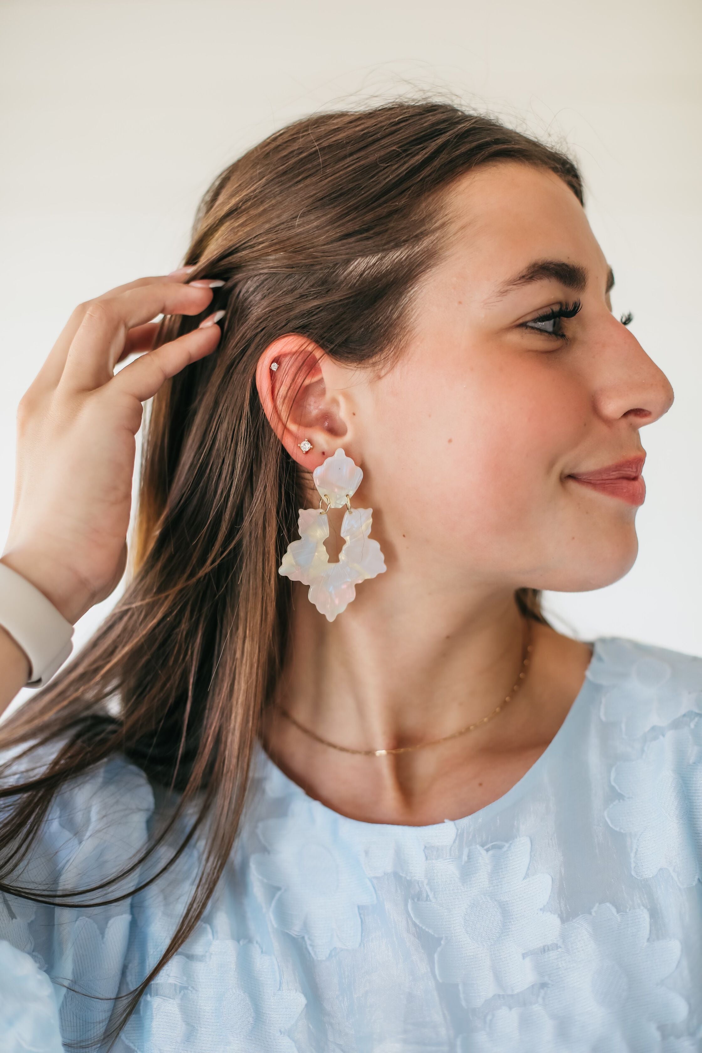 Linny And Co MichelleLinny And Co Michelle 75mm Iridescent Shell Earrings - Lightweight SurAurea Lux Collective