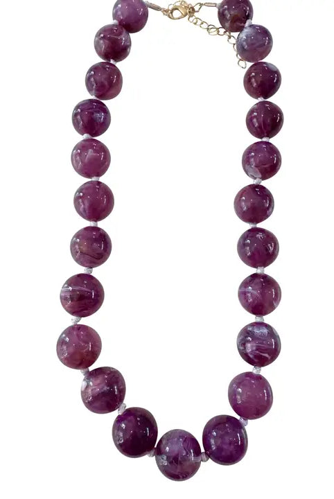 MABRY BEADED PLUM CHUNKY STATEMENT NECKLACE - Necklaces