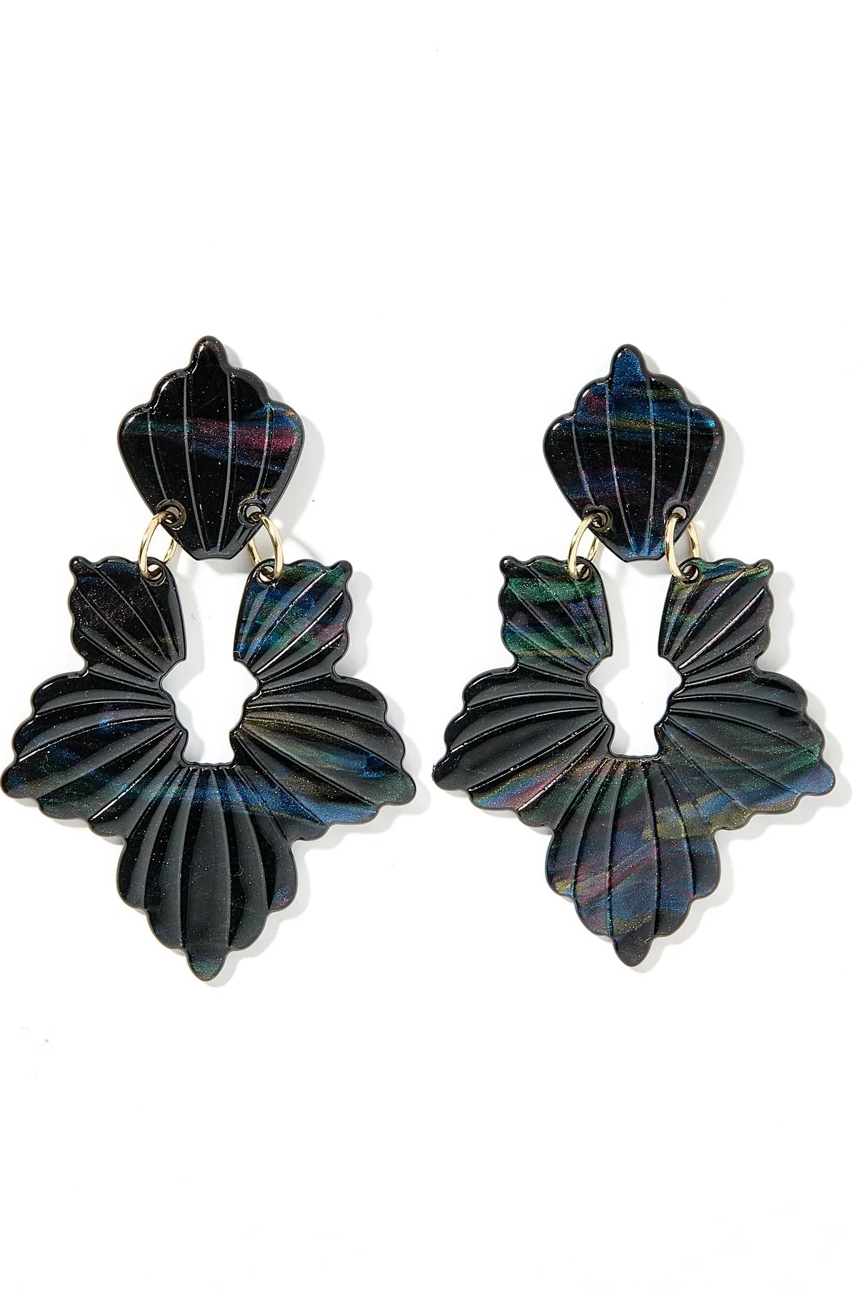 MICHELLE STATEMENT EARRINGS- BLACK IRIDESCENT BY LINNY CO - Earrings