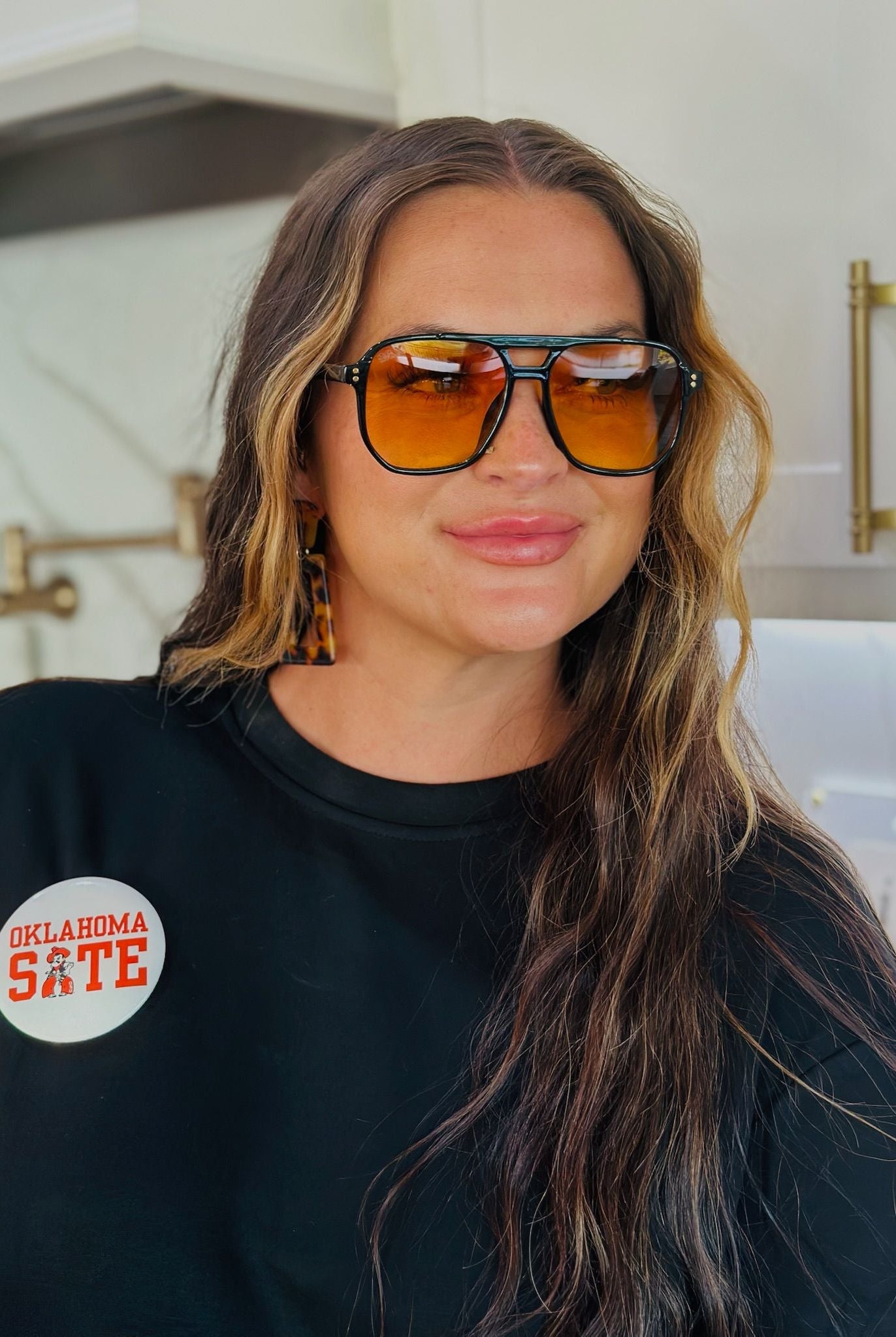 OKLAHOMA STATE GAME DAY BUTTON- ORANGE AND BLACK