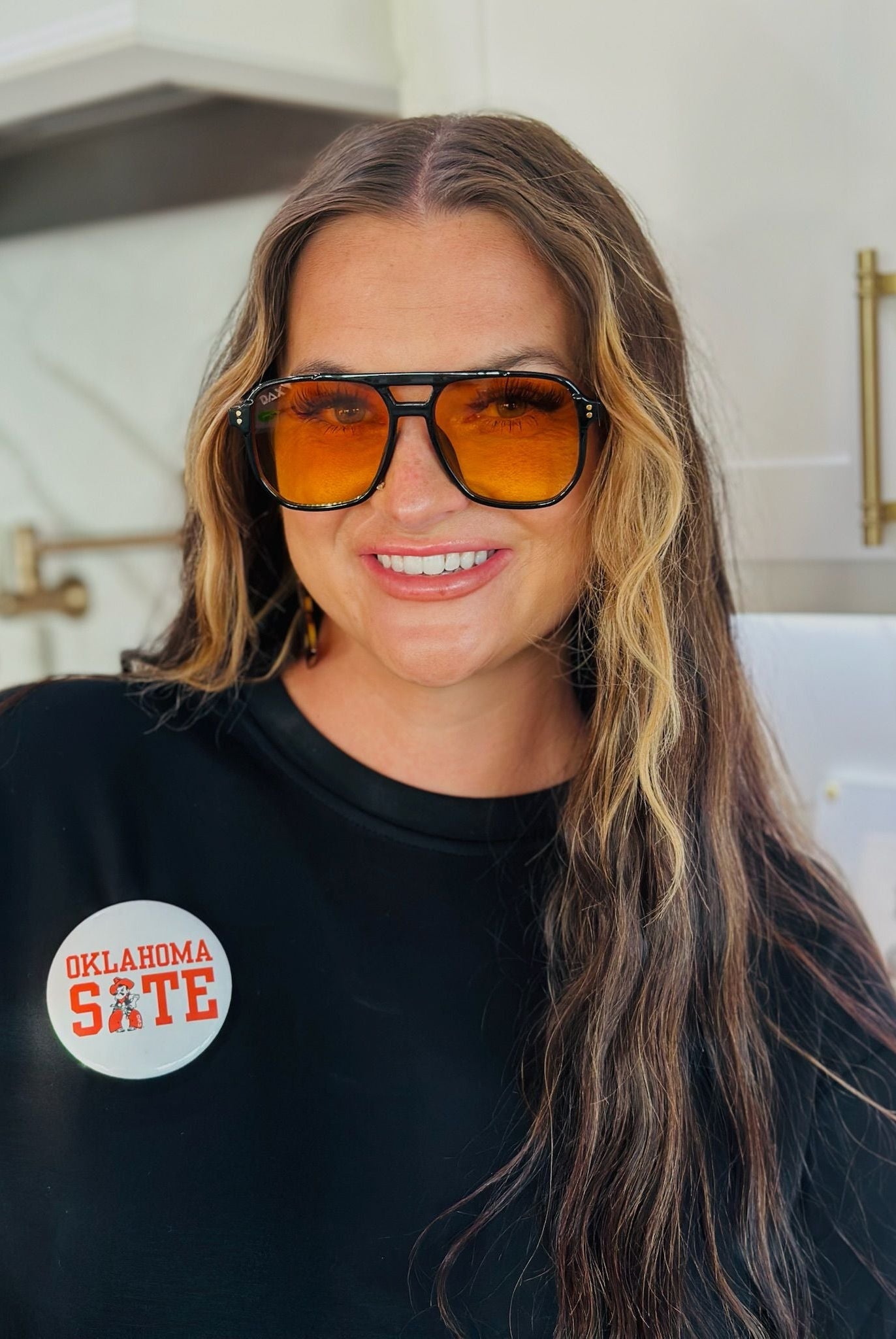 OKLAHOMA STATE GAME DAY BUTTON- ORANGE AND BLACK