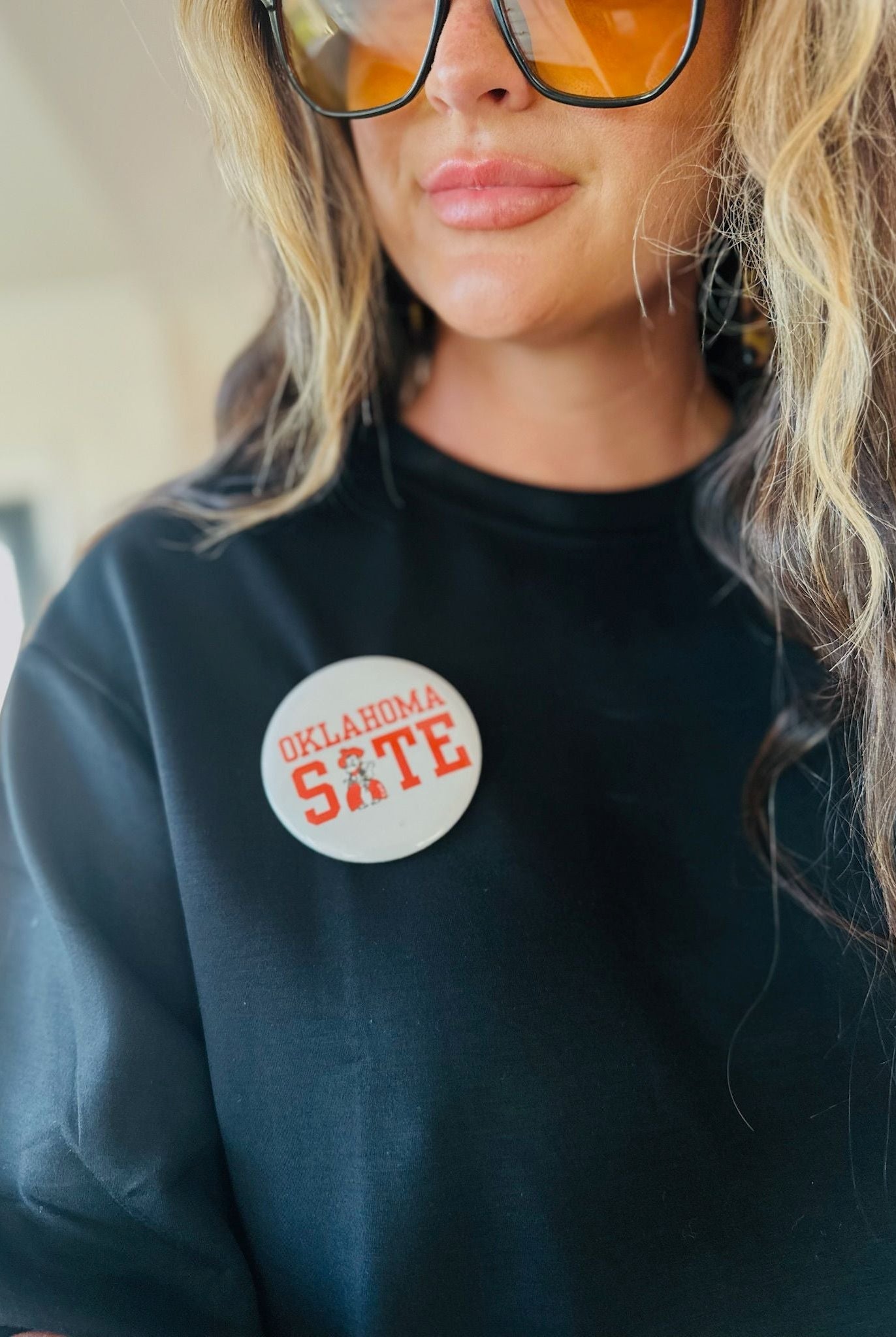 OKLAHOMA STATE GAME DAY BUTTON- ORANGE AND BLACK