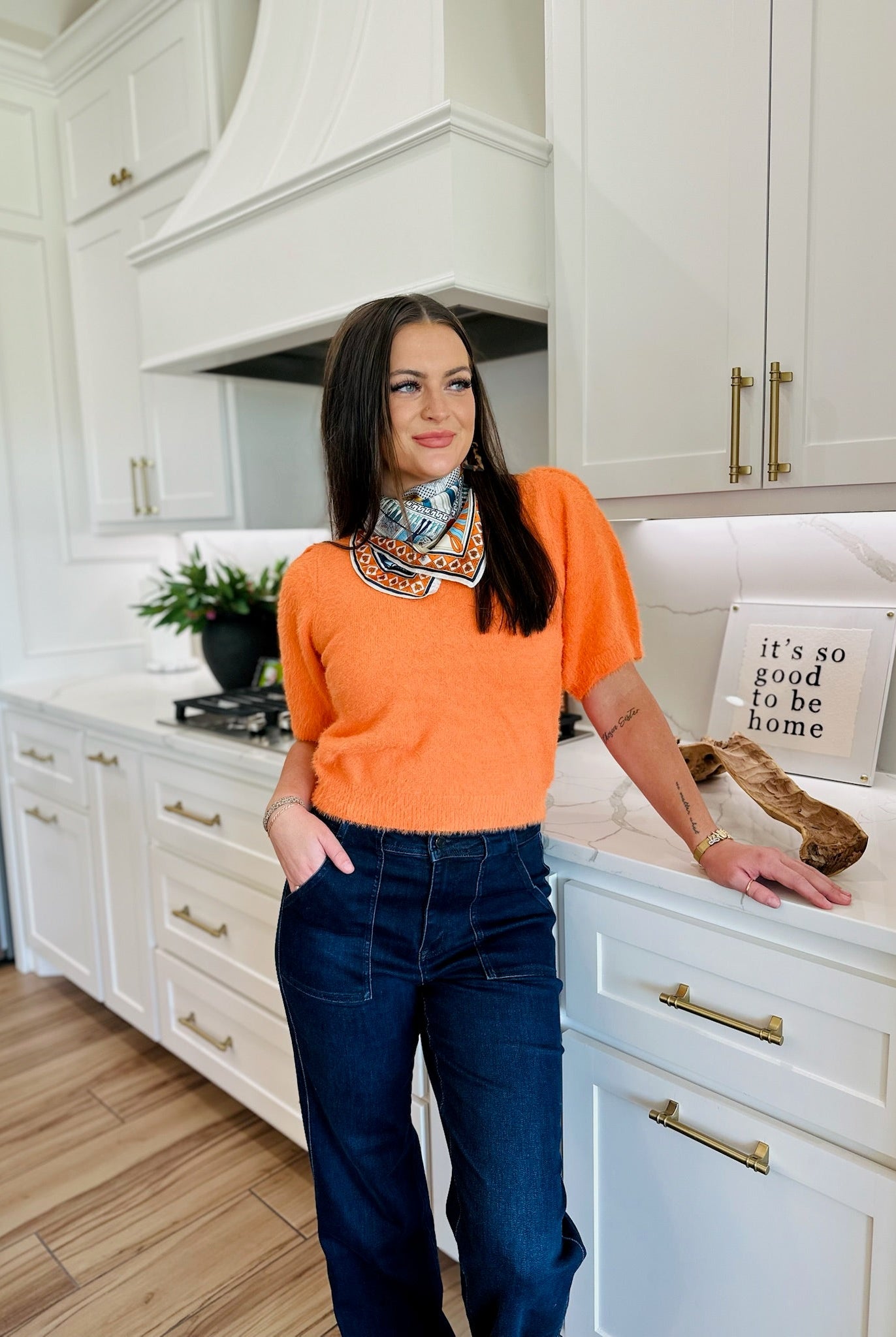 ORANGE BUDDY LOVE PUFF SLEEVE SWEATER – Game day & Holiday Ready - Tops